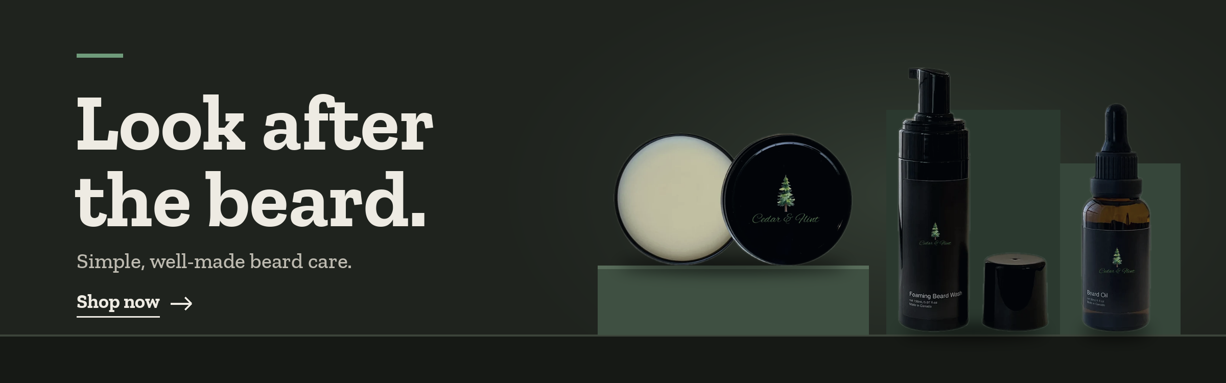 Cedar & Flint beard oil, beard butter and foaming beard wash.
